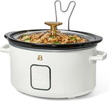 Beautiful 4Qt Slow Cooker with Touch-Activated Display, 4 Cooking Presets, Dishwasher-Safe Pot, Tempered Glass Lid, Cool-Touch Handles, Non-Skid Feet, White Icing Finish, Perfect for Family Meals
