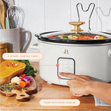 Beautiful 4Qt Slow Cooker with Touch-Activated Display, 4 Cooking Presets, Dishwasher-Safe Pot, Tempered Glass Lid, Cool-Touch Handles, Non-Skid Feet, White Icing Finish, Perfect for Family Meals