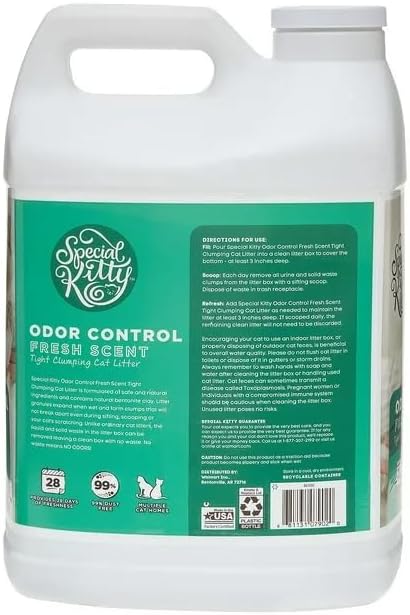 Special Kitty Fresh Scent Odor Control Tight Clumping Cat Litter Jug with Handle. 99% Dust-Free. Recyclable Packaging. Formulated with Natural Bentonite (20, Pounds), Green